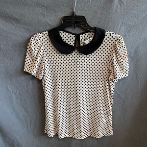 Forever 21 | Cream w/Black Poka Dots Puff sleeve shirt w/ Black scallop collar